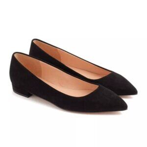 J CREW POINTY TOE BLACK SUEDE FLATS SIZE 8.5 MINT ALMOST NEW CONDITION